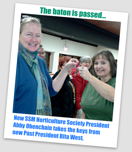 photo of SSM Hort Society new president Abby Obenchain with past president Rita West